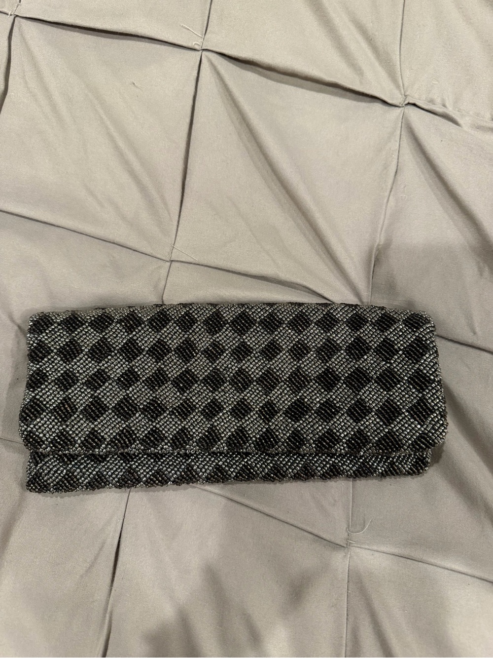 Black and Silver Beaded Clutch - Tiana